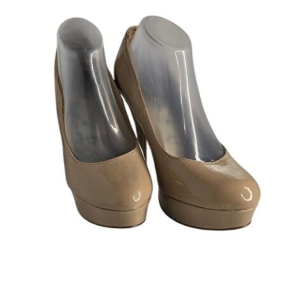 Brash Platform High Heels Nude Patent Leather Stiletto Dressy Evening Glam - Picture 3 of 10